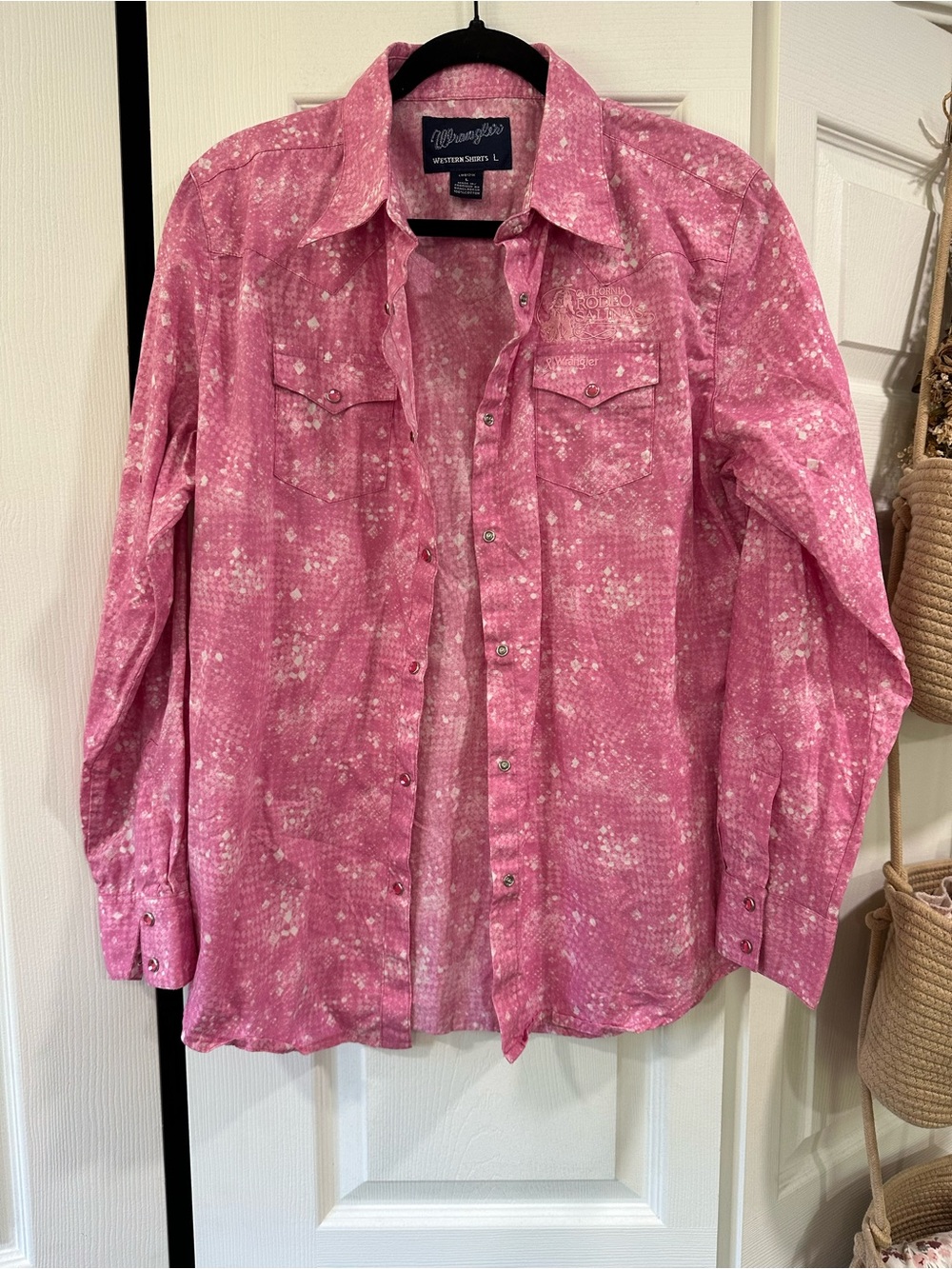 Wrangler Pink Speckled Western Snap Shirt